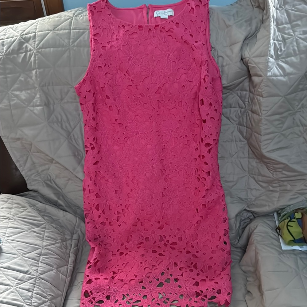 Pink Lace Sleeveless Dress